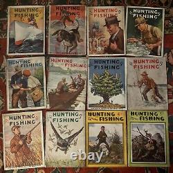 12 Issues Complete Year Hunting & Fishing Vintage Advertising 1935 Set