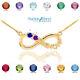 14K Gold Infinity #1MOM Necklace Two CZ Birthstones May June July August
