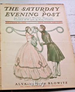 1902 Saturday Evening Post Bound Leather Book January to December Complete Vtg
