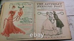 1902 Saturday Evening Post Bound Leather Book January to December Complete Vtg
