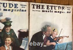 Lot of 12 Vintage Antique THE ETUDE MUSIC MAGAZINE 1945 Full Year